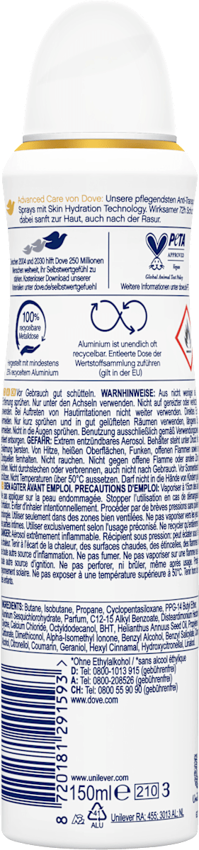Déodorant spray anti-transpirant Advanced Care Invisible Dry, 150 ml