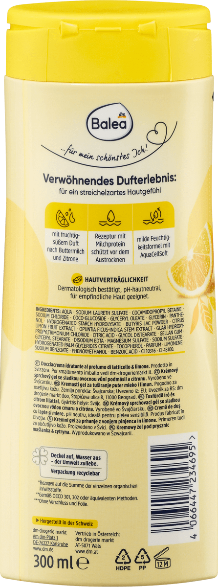 Crème de douche au lait de beurre et au citron, 300 ml