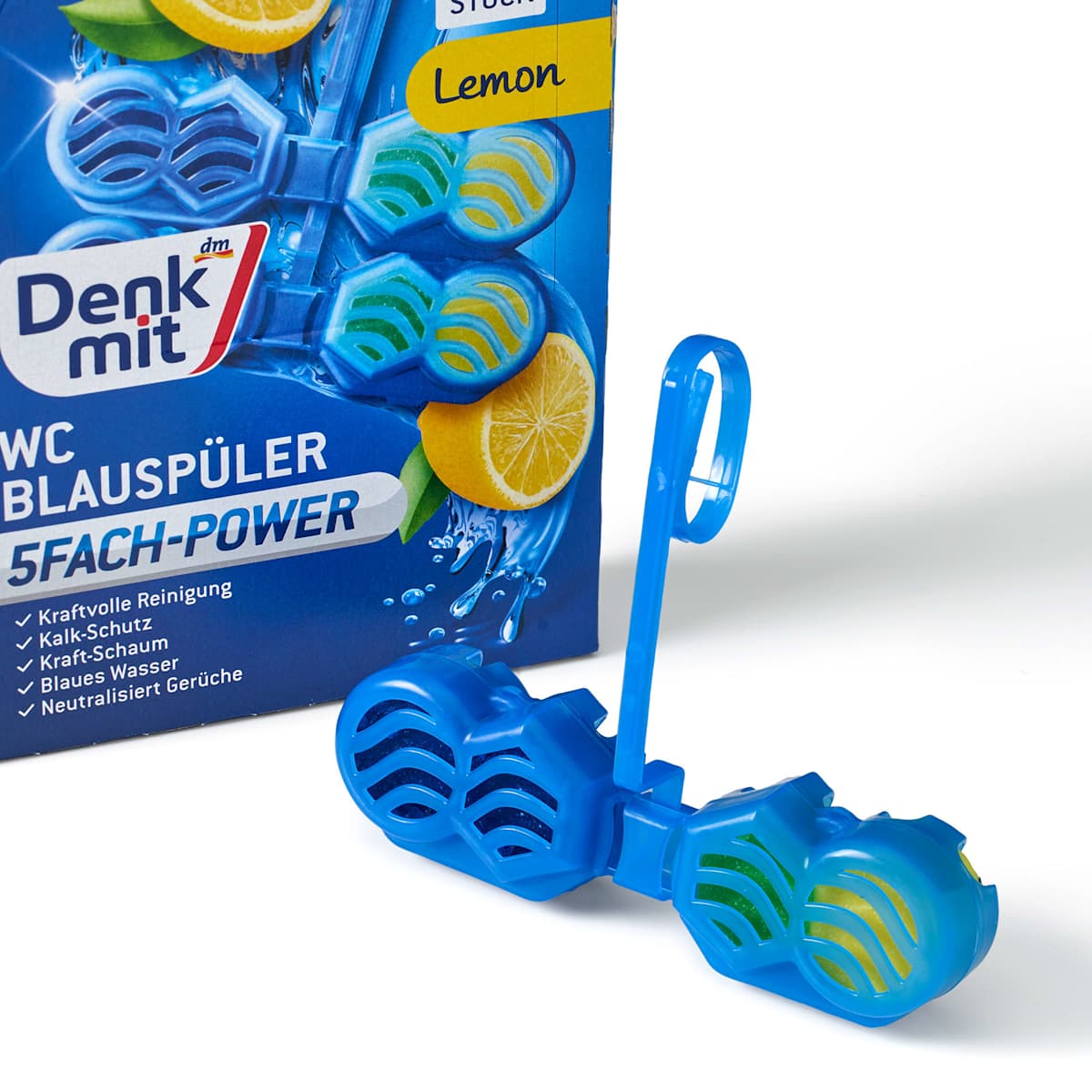 Produit de rinçage bleu pour WC Lemon, 2 pces