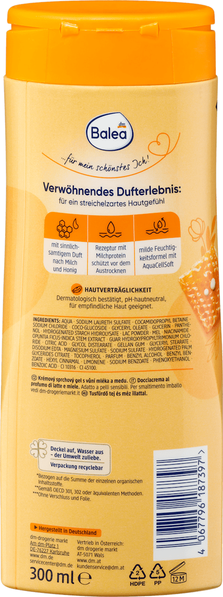 Crème de douche Lait & Miel, 300 ml
