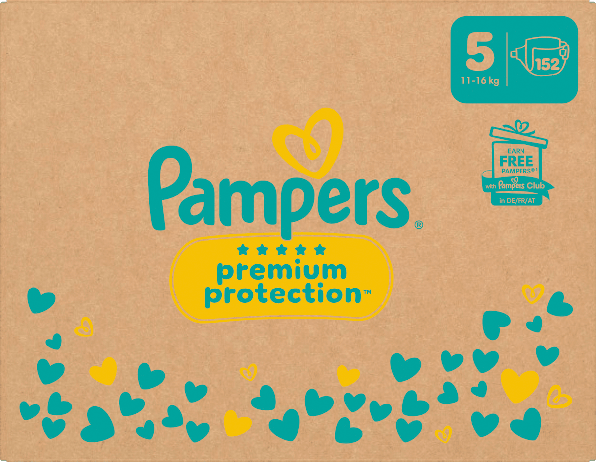 Couches Premium Protection Gr.5 Junior (11-16 kg) boîte mensuelle, 152 pces
