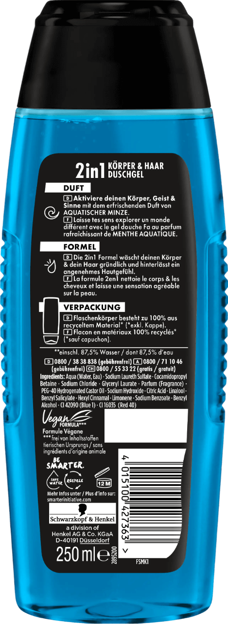 Gel douche  2en1 corps & cheveux Kick Off 250ml