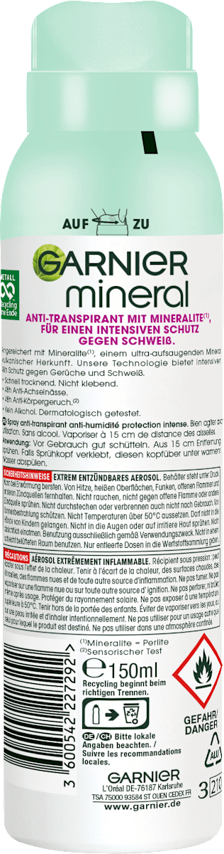 Déodorant spray anti-transpirant Mineral Ultra Dry 48h, 150 ml