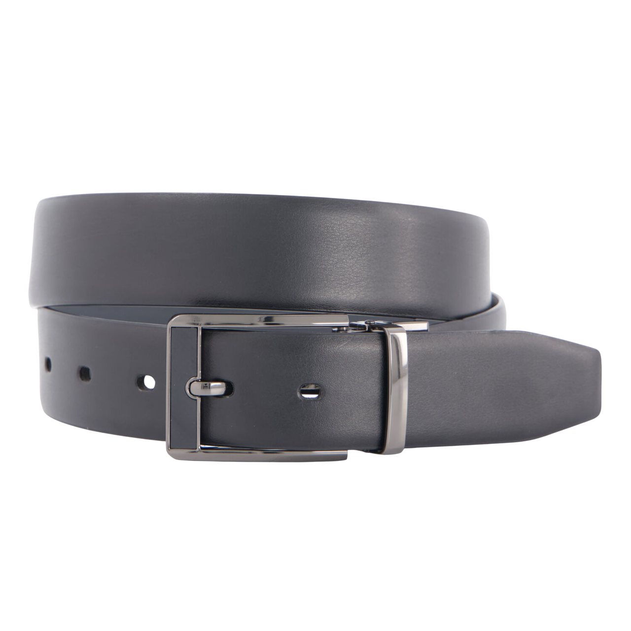 Ceinture en cuir réversible noire et grise