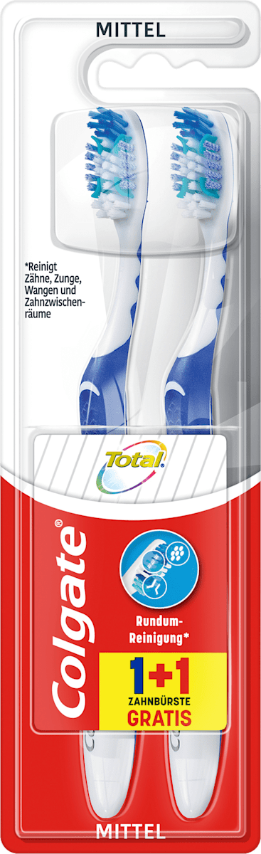 Brosse à dents Total Nettoyage complet moyen (1+1Gratuit), 2 pces