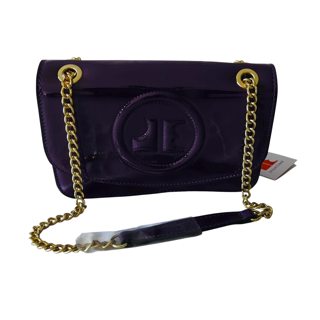 Sac Jacques Esterel (chaîne dorée & cuir verni violet)