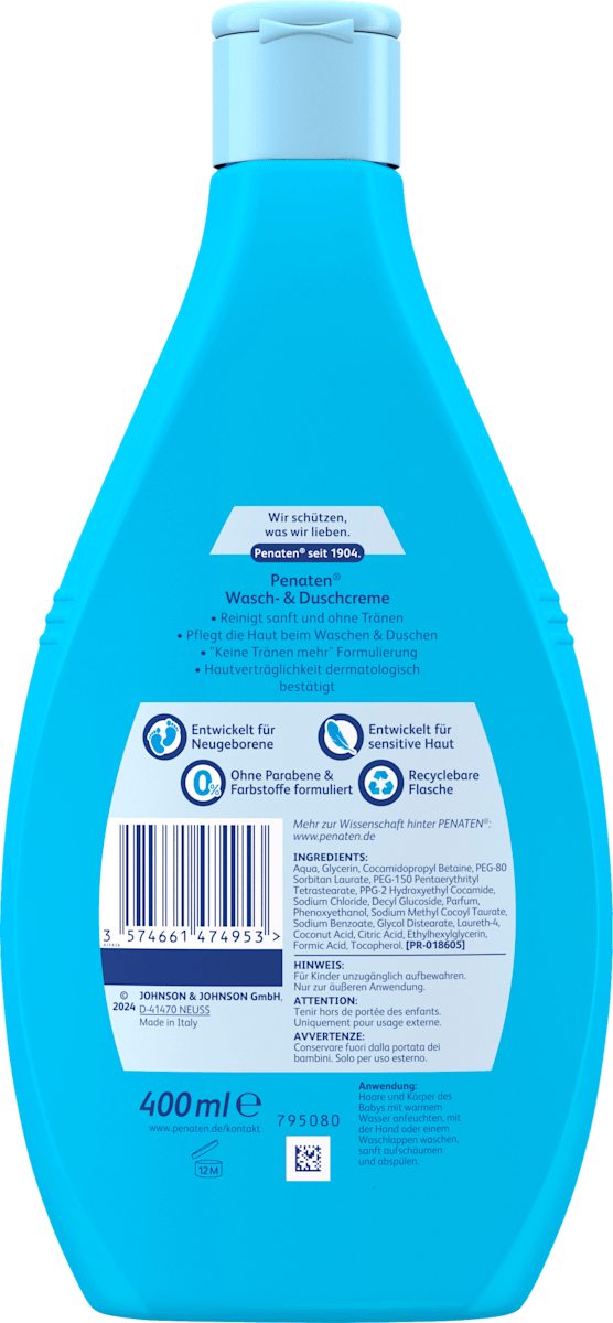 Crème lavante et de douche pour bébé, 400 ml