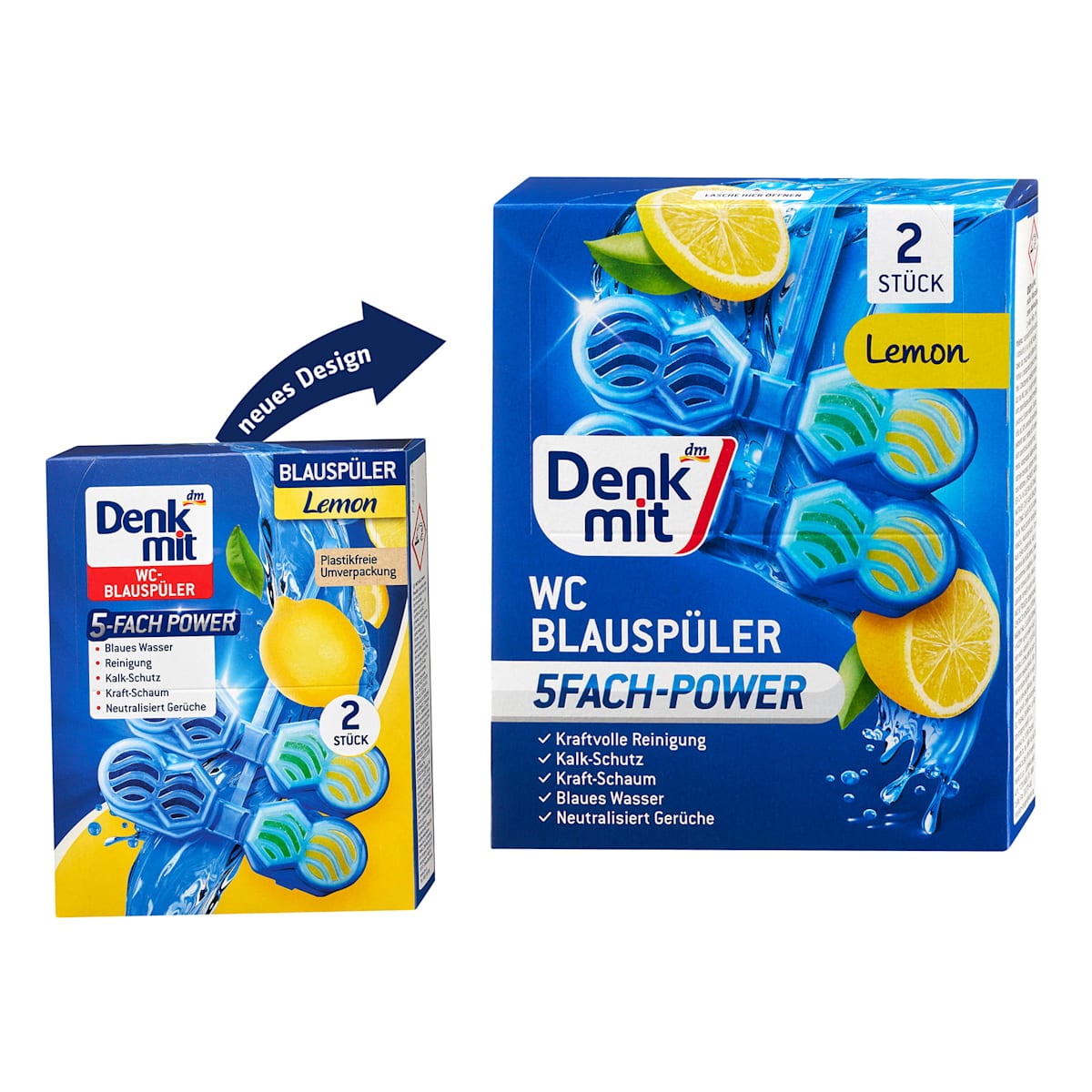 Produit de rinçage bleu pour WC Lemon, 2 pces