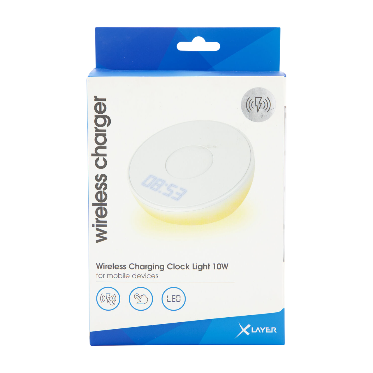X Layer Chargeur sans fil blanc avec horloge
