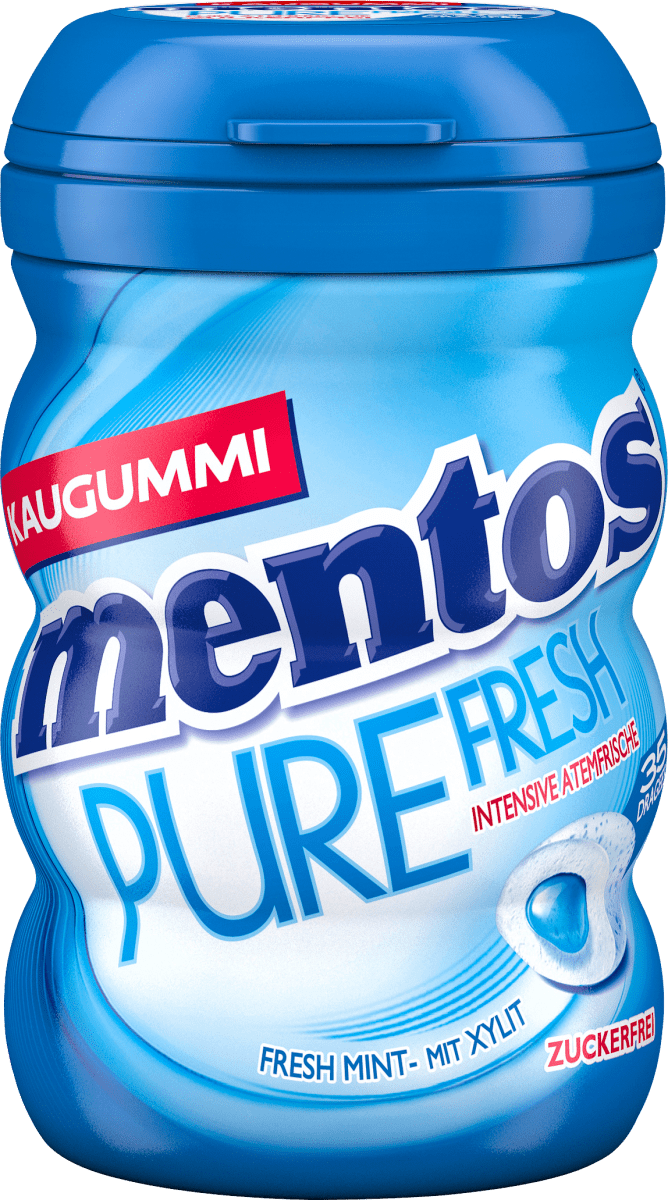 Mentos Pure Fresh Mint, Chewin Gum sans sucre (35 pièces), 70 g