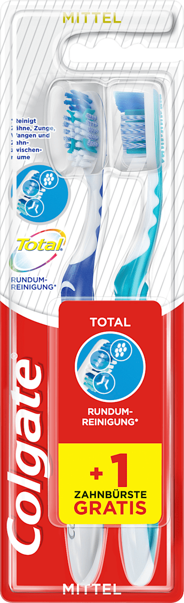Brosse à dents Total Nettoyage complet moyen (1+1Gratuit), 2 pces