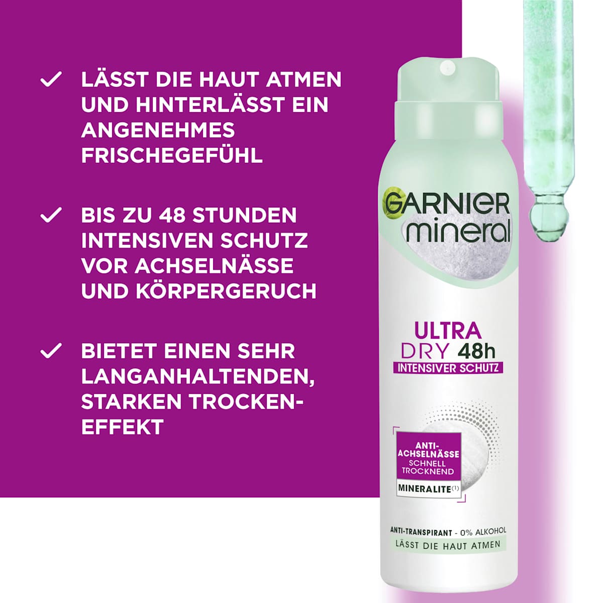Déodorant spray anti-transpirant Mineral Ultra Dry 48h, 150 ml