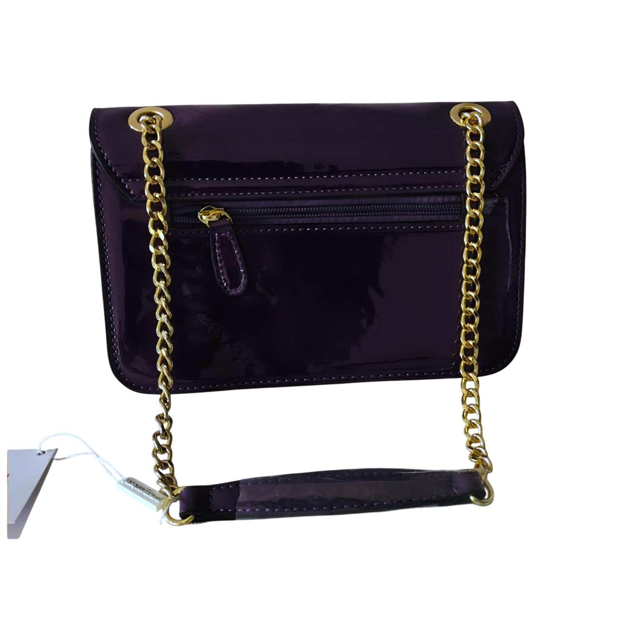 Sac Jacques Esterel (chaîne dorée & cuir verni violet)