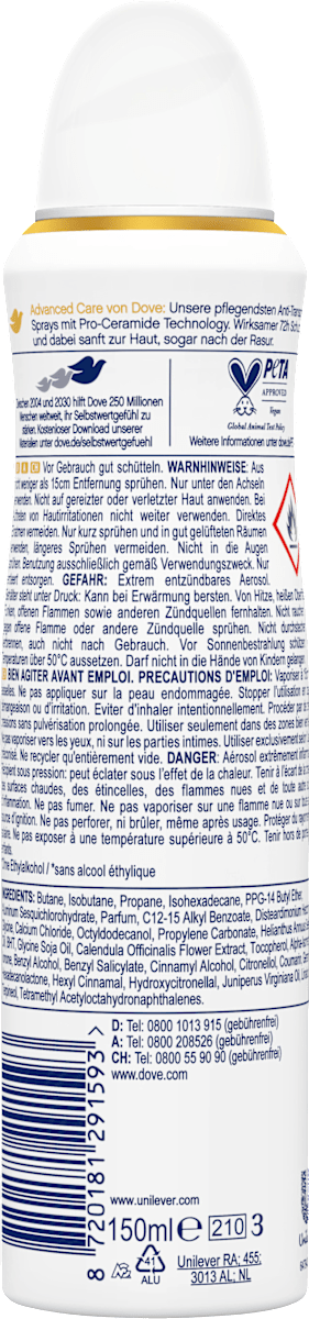 Déodorant spray anti-transpirant Advanced Care Invisible Dry, 150 ml