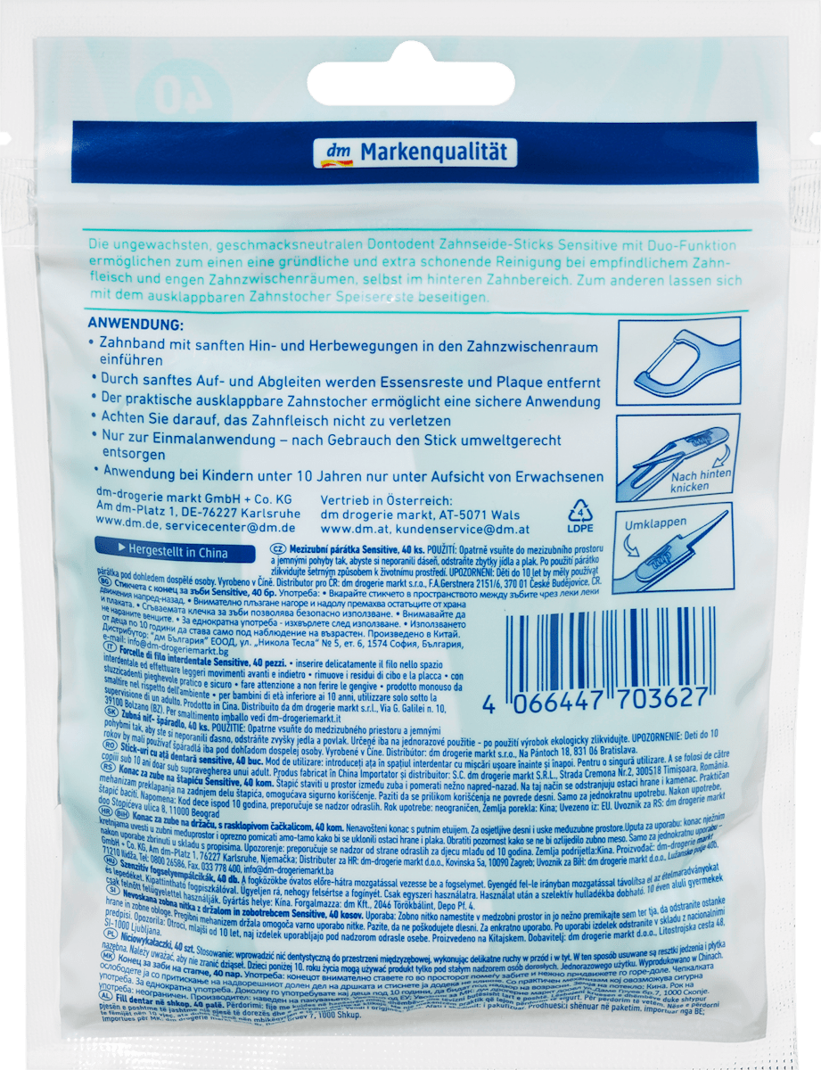 Bâtonnets de soie dentaire Sensitive, 40 pces