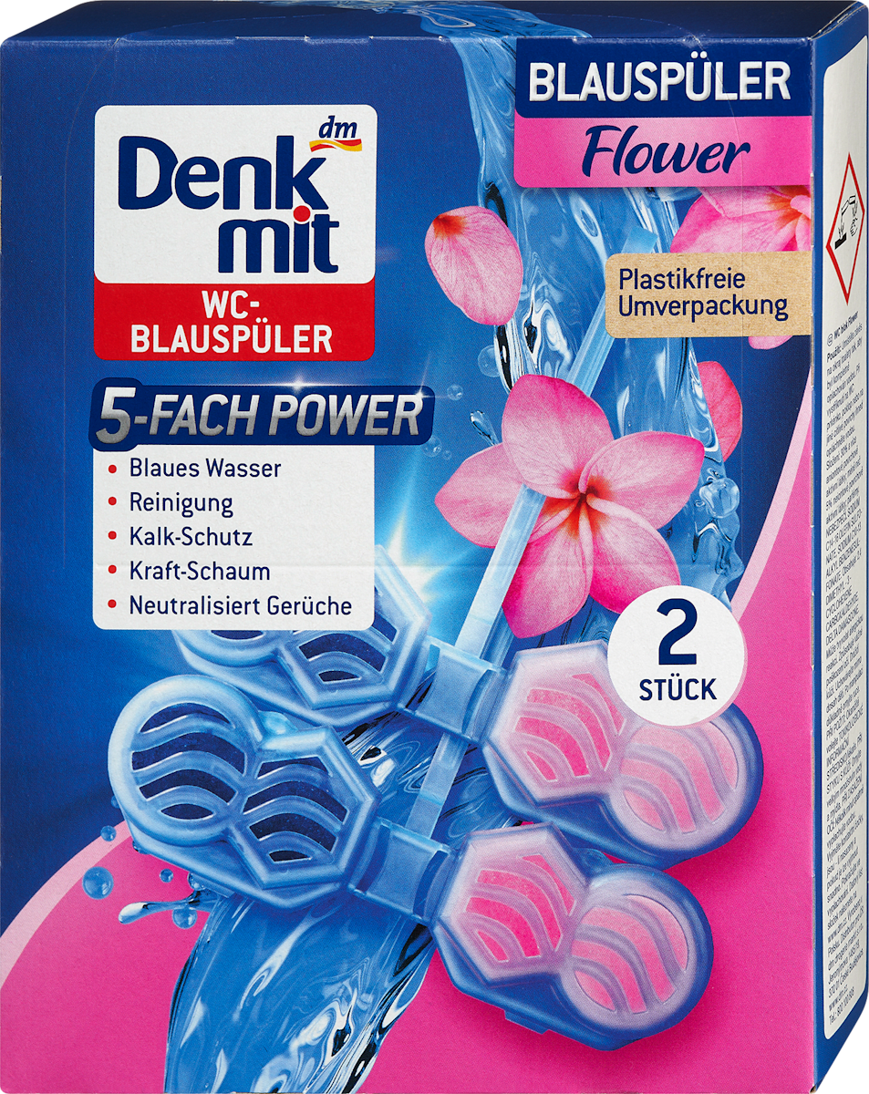 Produit de rinçage bleu pour WC Flower, 2 pces