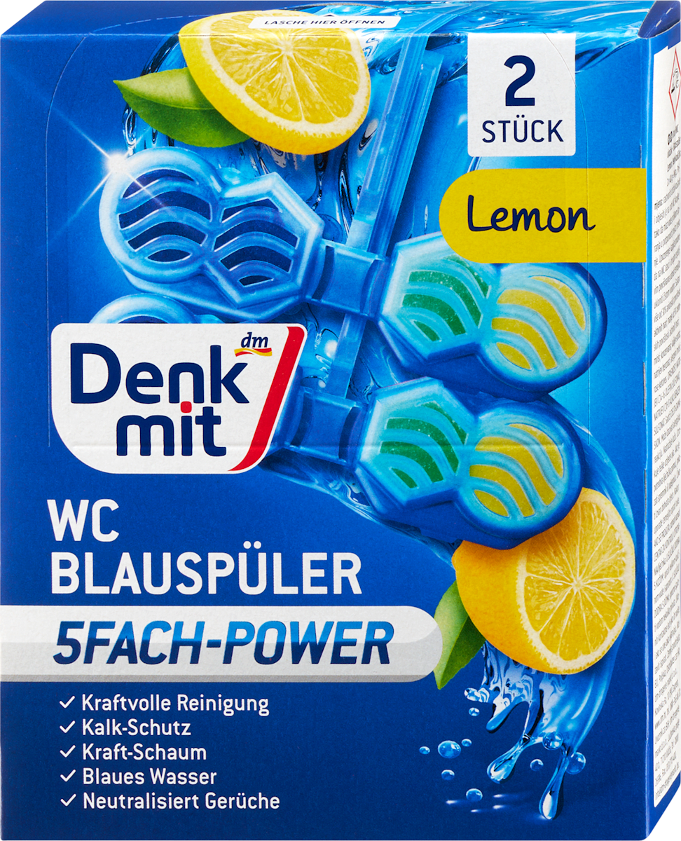 Produit de rinçage bleu pour WC Lemon, 2 pces
