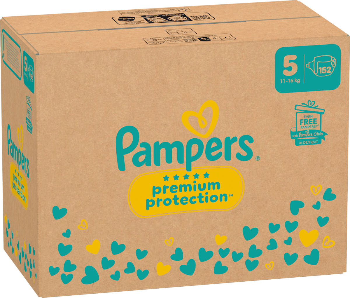Couches Premium Protection Gr.5 Junior (11-16 kg) boîte mensuelle, 152 pces
