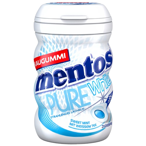 Mentos Pure White Chewing-gum saveur menthe douce en boîte incurvée 70 g