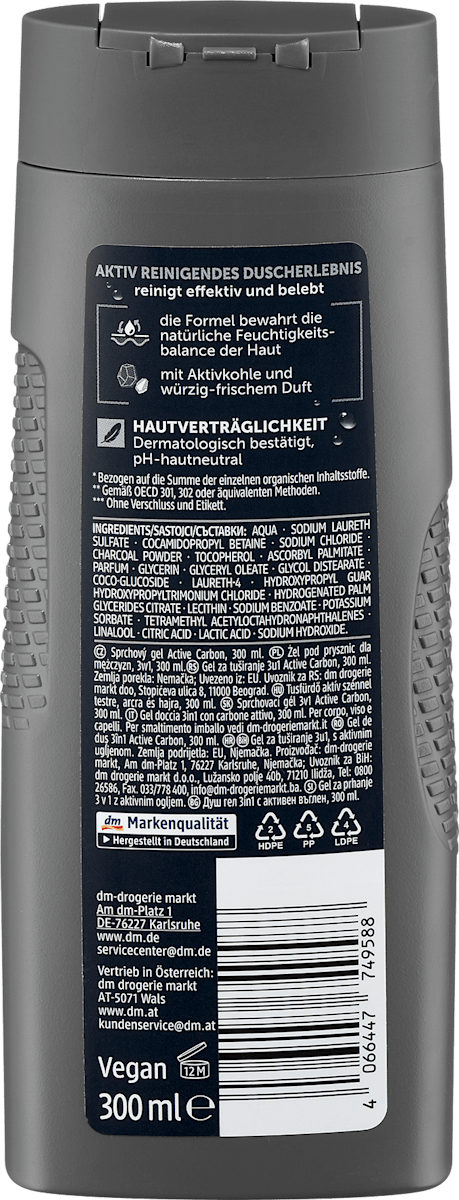 Gel douche Active Carbon 3in1, 300 ml