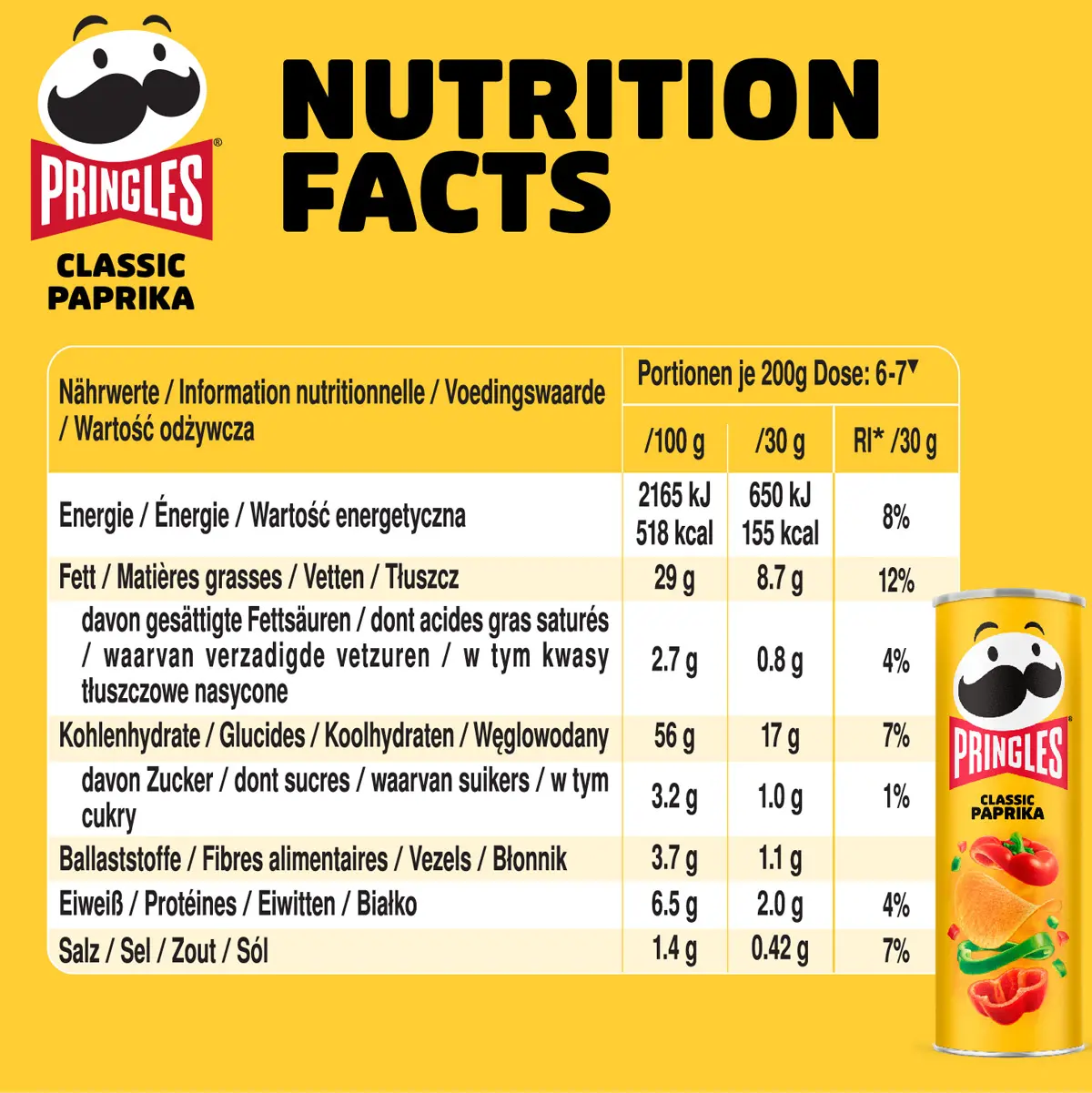Pringles Chips Classic Paprika 165g
