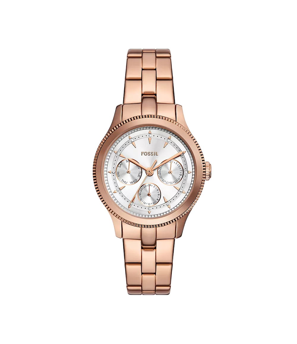 Montre multifonction Brynn en acier inoxydable doré rose