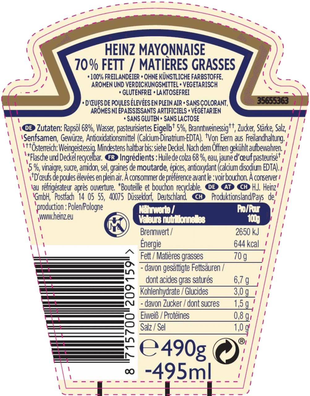 HEINZ Mayonnaise das original 495 ml